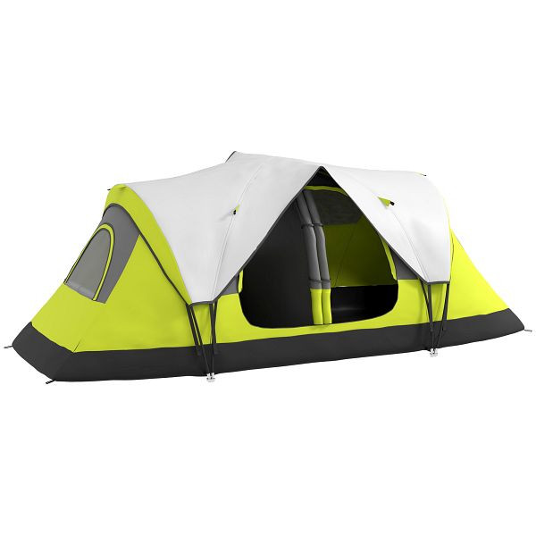 Outsunny Campingzelt, 2 Räume, Trennwand, für 6-8 Personen, Regenschutz, Grün, A20-422V00YG