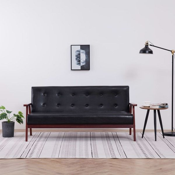 vidaXL 3-Sitzer-Sofa Schwarz Kunstleder, 248643, 8719883593456