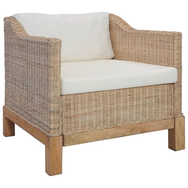 vidaXL Sessel mit Auflagen Natur Rattan, 283075, 8719883590370