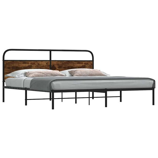 vidaXL Metallbett ohne Matratze Räuchereiche 193x203 cm, 3318632