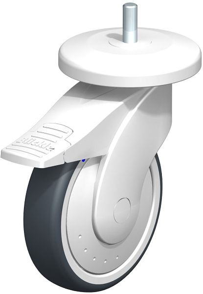 Blickle LWKX-TPA 126XK-11-FI-FK-AMWX100 Kunststoff-Lenkrolle WAVE, rostfrei, mit Abweisrad & Feststeller, Thermoplastisches Gummi-Elastomer, Grau, 849407