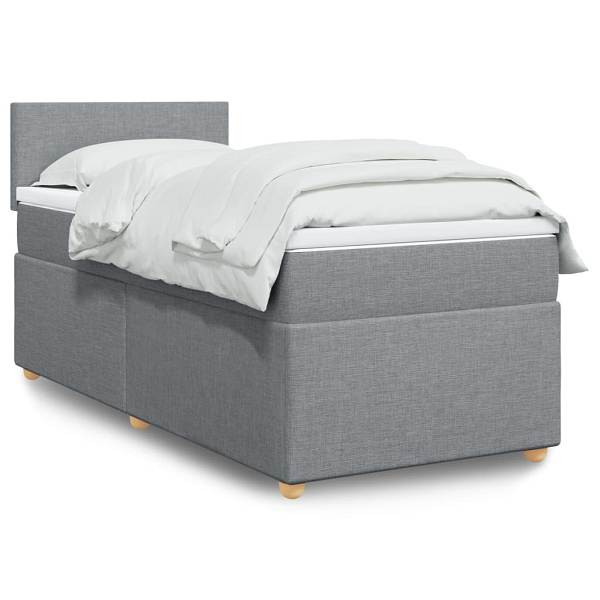 vidaXL Boxspringbett mit Matratze Hellgrau 100x200 cm Stoff, 3286584