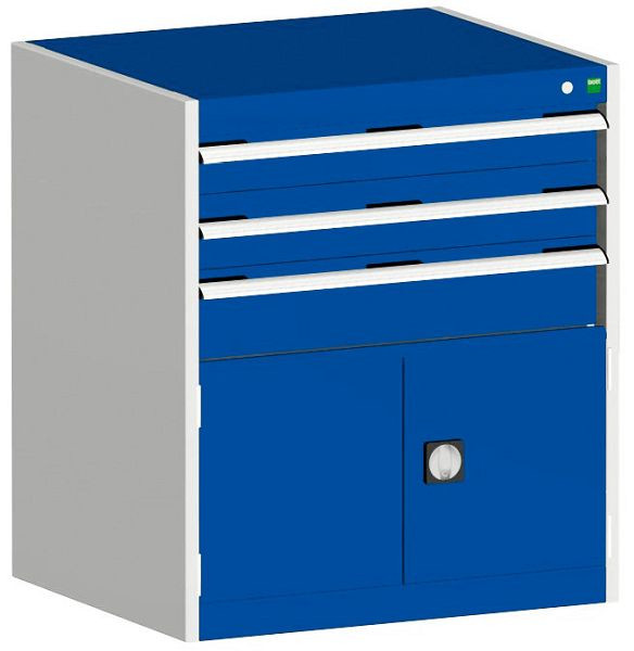 bott cubio Schubladenschrank bestückt mit 3 Schubladen, Tür BxTxH: 800 x 525 x 900 mm, RAL 7035/5010, 40012023.11V
