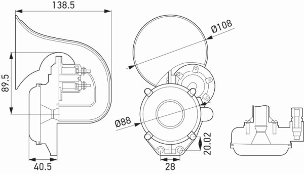 HELLA Fanfare, 12/24V, Frequenzbereich: 400Hz, 3PA 013 410-011