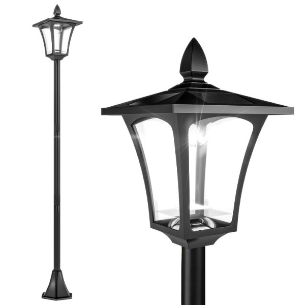 Outsunny LED Solar Gartenlaterne, Stehleuchte aus Edelstahl Gartenlampe 160 cm hoch Windlicht Außenleuchte IP44, Solarlampe mit Lichtsensor, 842-108