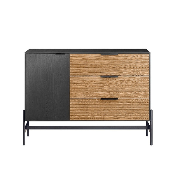 SoBuy Sideboard mit 3 Schubladen Schwarz 110x40x83 cm, Vintage, HFSB02-SCH