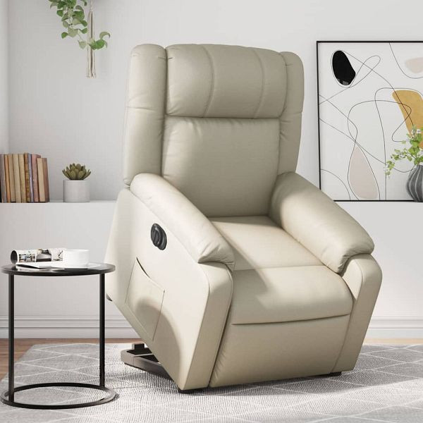 vidaXL Relaxsessel mit Aufstehhilfe Elektrisch Creme Kunstleder, 3205165