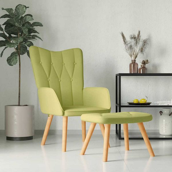 vidaXL Relaxsessel mit Hocker Grün Stoff, Polyester, 327539