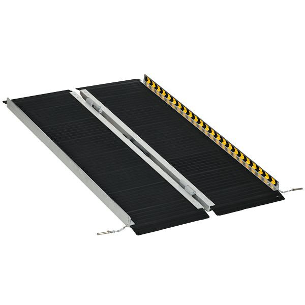 HOMCOM Rollstuhlrampe, zusammenklappbar, rutschfeste Oberfläche, vielseitig einsetzbar, tragbar, Aluminium, Schwarz, 713-142V01BK