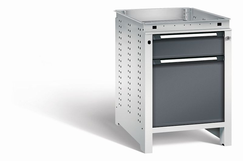 Otto Kind Werkbank Serie function Typ 105, ohne Platte, Unterbau mit Zentralverschluss, Gehäuse RAL 7035, Front RAL 7016, 072322349