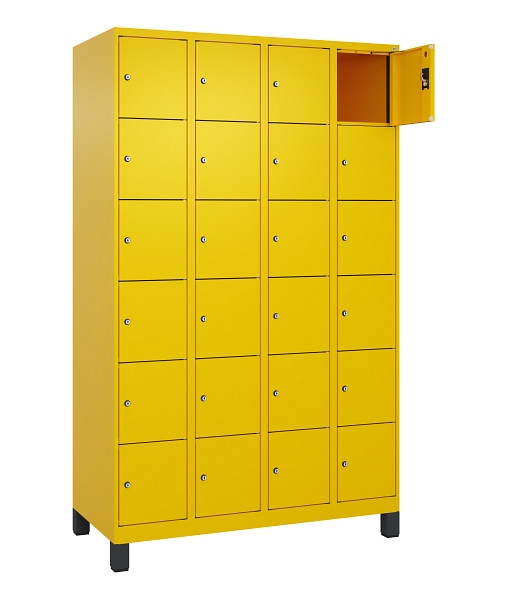 C+P Schließfachschrank Evolo PLUS, mit Füßen, 24 Fächer, 1950x1200x500mm, 1023/1023 Verkehrsgelb, 049010-406 S10022