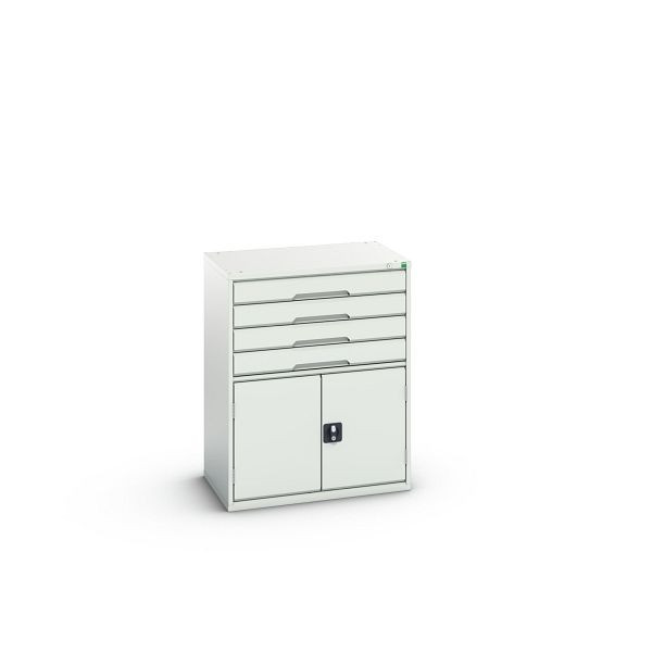 bott verso Schubladenschrank mit Flügeltür, mit 4 Schubladen und Fachboden, BxTxH: 800 x 550 x 1000 mm, Lichtgrau / Lichtgrau, 16925165.16