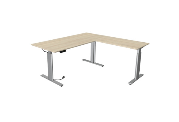 Kerkmann Sitz-/Stehtisch Move 3 silber B 2000 x T 1000 mm mit Anbauelement 1000 x 600 mm, Ahorn, (Montage), 10234250-1