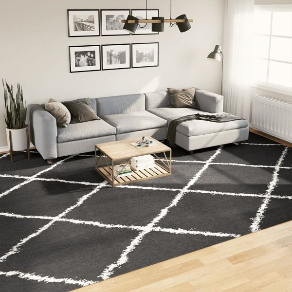 vidaXL Teppich Shaggy Hochflor Modern Schwarz und Creme 300x400 cm, 375418