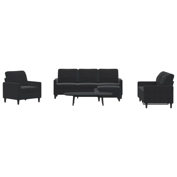 vidaXL 4-tlg. Sofagarnitur mit Kissen Schwarz Samt, 3278366