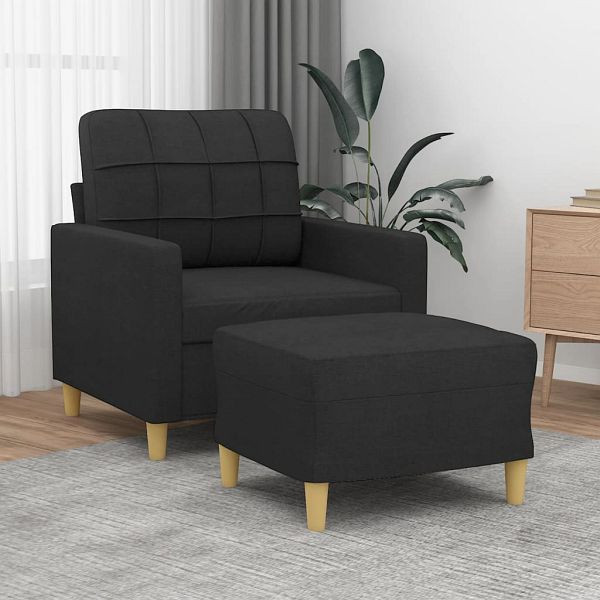 vidaXL Sessel mit Hocker Schwarz 60 cm Stoff, 3200997, 8721012059641
