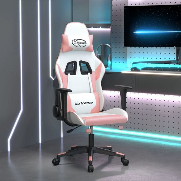 vidaXL Gaming-Stuhl Weiß und Rosa Kunstleder, Metall, 3143696