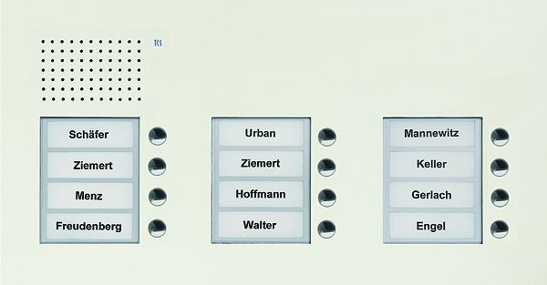 TCS Audio Außenstation Serie PUK 12 Klingeltasten (rechtsbündig), 3-spaltig, UP weiß, PUK12/3-WS