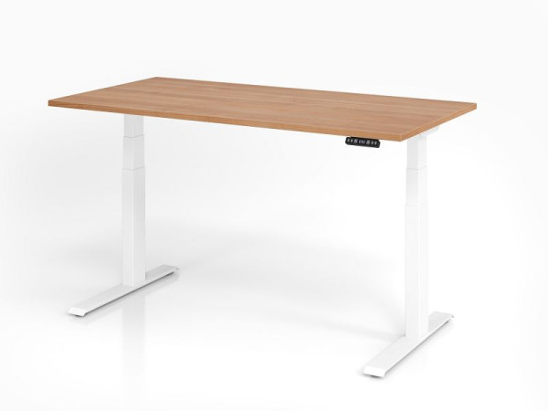 Hammerbacher Schreibtisch XDKB16, 160 x 80 cm, Platte: Nussbaum, 25 mm dick, ABS-Dickkante, Rechteckform, Weiß, VXDKB16/N/W