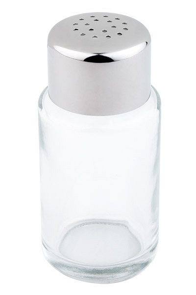APS Salz- / Pfefferstreuer, Ø 4 cm, Höhe: 9 cm, Glas, Edelstahl-Deckel, poliert, 18 Löcher (je Ø 1,35 mm), 40312