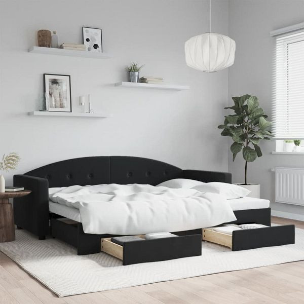 vidaXL Tagesbett Ausziehbar mit Schubladen Schwarz 80x200 cm Samt, 3197346