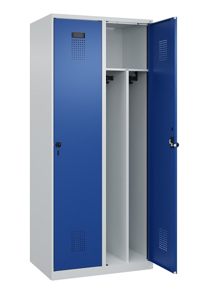 C+P Spind Evolo PLUS, 2 Abteile, 1850x800x500mm, 7035/5010, Verschluss Drehriegel, 049000-22F S10006