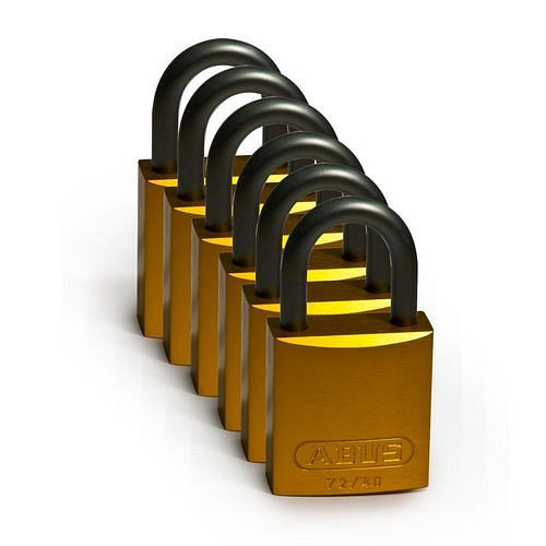 Brady Vorhängeschlösser aus Aluminium, VE: 6 Stück, lichte Bügelhöhe 25,40 mm, gelb, 307979