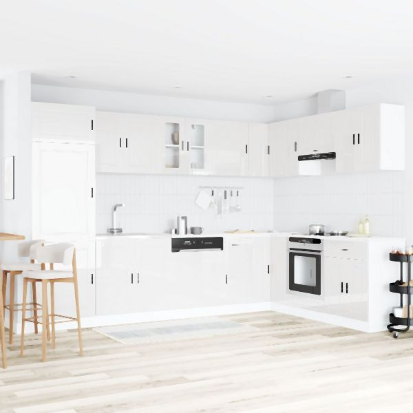 vidaXL Unterschrank "Porto" mit Spüle Hochglanz Weiß 80x46x84,5 cm Holzwerkstoff, 3315023