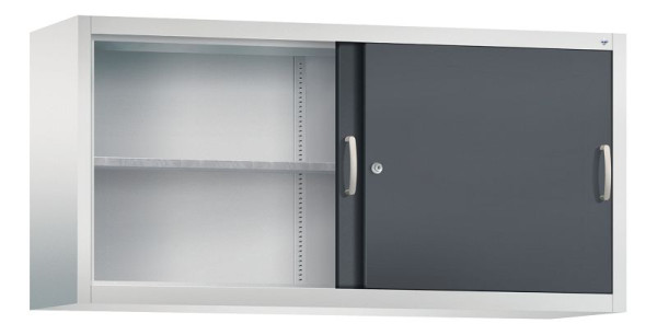 C+P Aufsatzschrank Acurado, H790xB1600xT400mm, Farbe: Lichtgrau / Schwarzgrau, Bügelgriff, 2 OH, 2145-09 S10024