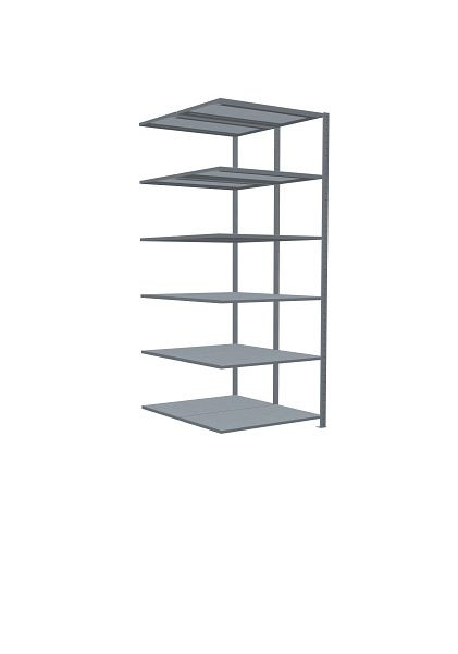 Schulte Anbauregal, Steck-Doppelregal MULTIplus150, 2500 x 1000 x (2x600) mm, 2x6 Fachböden, Längenriegel, verzinkt, 17866