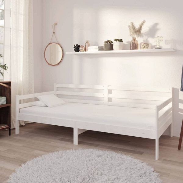 vidaXL Tagesbett mit Matratze 90x200 cm Weiß Kiefer Massivholz, 3083595