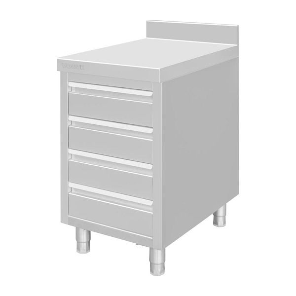 Vogue St/St 4-Schubladen-Arbeitsplatz mit 100mm Aufkantung 900 (H) x 500 (B) x 700 (T)mm, DP276