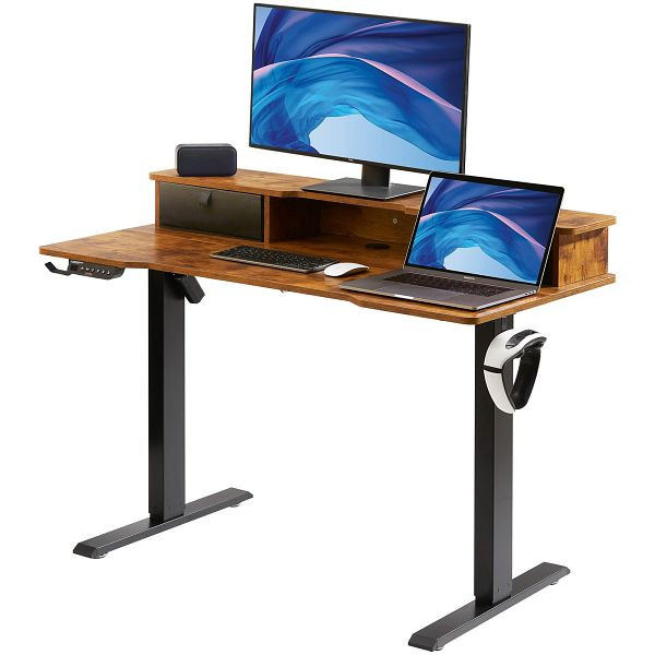 VEVOR höhenverstellbarer Stehschreibtisch 47,2 x 23,6 Zoll Dual-Monitor-Riser-Workstation, SJSCZSCMM12061YIIV2