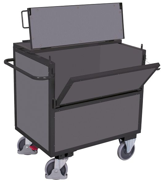 VARIOfit Holzkastenwagen mit Deckel fest verschweißt, Ladefläche: 970 x 670 mm, RAL 7016 anthrazitgrau, sw-700.407/AG