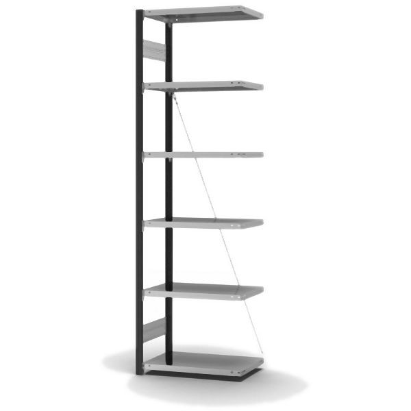 hofe Anbauregal, zerlegt, 6 Böden 2500 x 400 x 750 mm, verzinkt Stützprofile - anthrazitgrau/RAL 7016, HAA254007XL