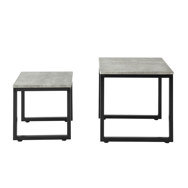 SoBuy 2-teiliges Satztisch-Set Hellgrau 50x50x50cm, Industriell, FBT42-HG