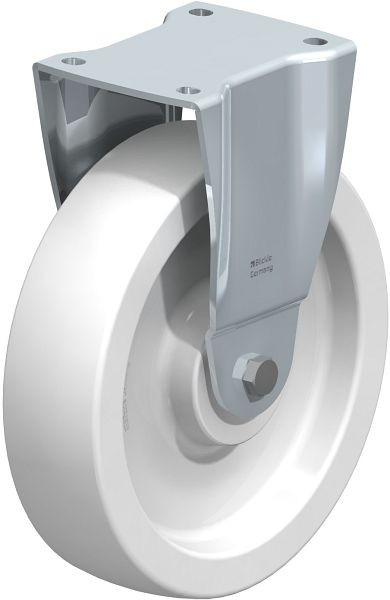 Blickle BH-SPO 250G Stahlblech-Bockrolle, Schwerlast-Ausführung, mit Anschraubplatte, Polyamid, Weiß, 27862