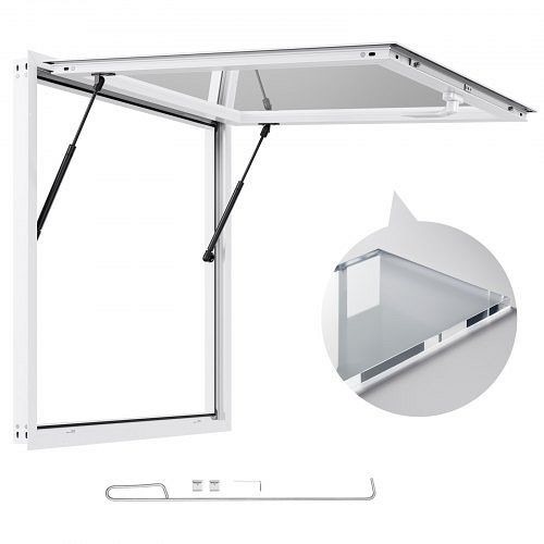 VEVOR Servicefenster 915x915 mm, Aluminiumrahmen, 85°-Öffnung, regenwasserbeständig, für Imbisswagen/-anhänger, FWCK3636YC0Y1HEUY001V0