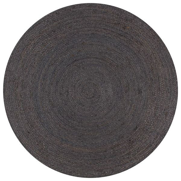 vidaXL Teppich Handgefertigt Jute Rund 150 cm Dunkelgrau, 133667