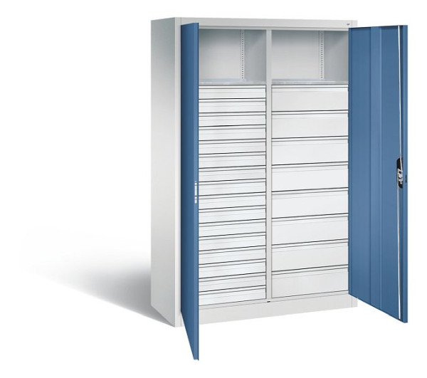 C+P Werkzeugschrank Acurado, H1950xB1200xT500mm, Farbe: Lichtgrau / Fernblau, Muldengriff, 8931-303 S10071