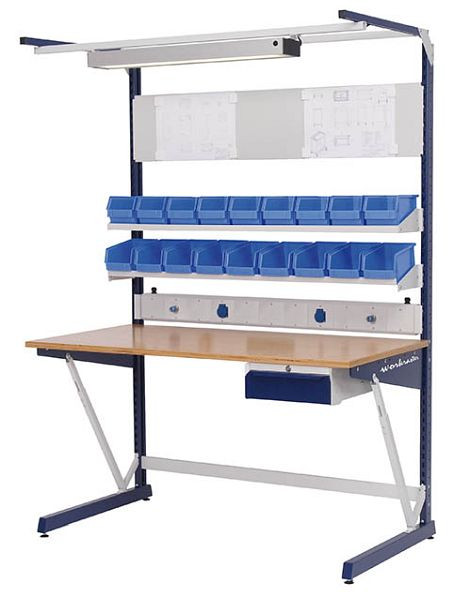 Bedrunka+Hirth workraster mit Mutli-Wand-Aufbau und Unterhängeblock, 1x Energiekanal, 2x Fachboden, 1x Magnetwand, 1500 x 800 x 2070 mm, 07.899.03