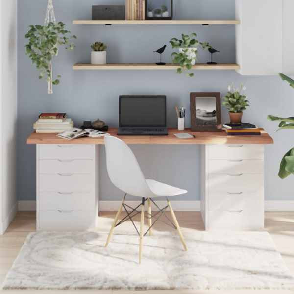 vidaXL Tischplatte Hellbraun 180x40x(2-4)cm Massivholz Eiche Behandelt, 3156389