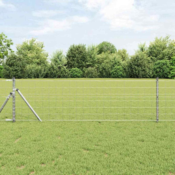 vidaXL Zaun mit Pfosten Silber 0,4 x 25 m Stahl, 3350508