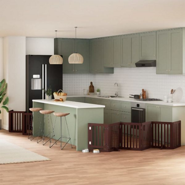 vidaXL 15-tlg. Hundetor mit Tür Faltbar Braun 750 cm Pappelholz, 3155661