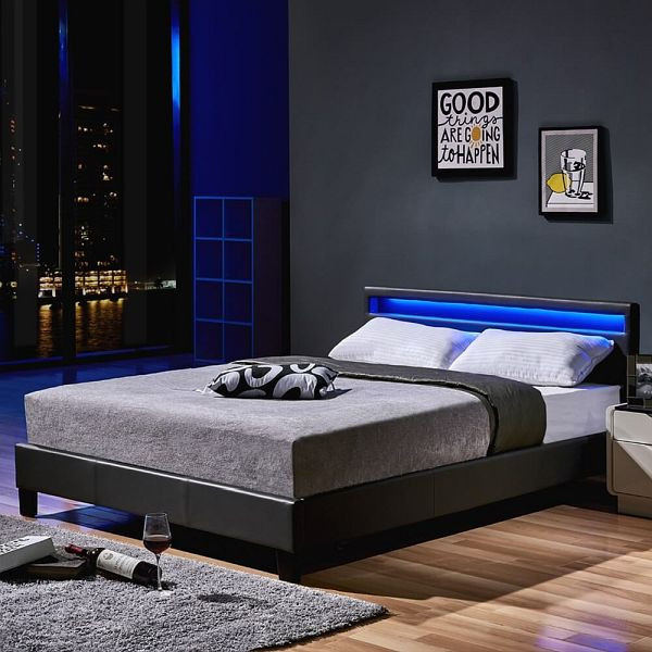 HOME DELUXE LED Bett ASTRO - 140 x 200 cm Dunkelgrau, 7311