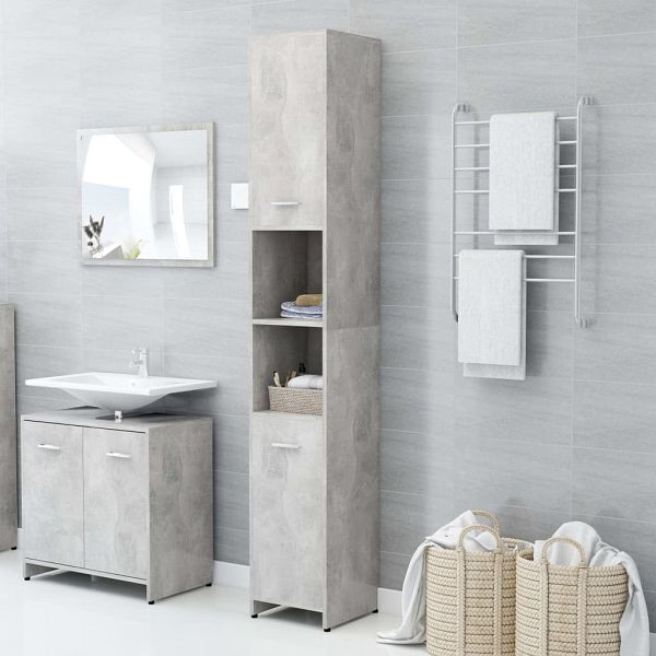 vidaXL Badezimmerschrank Betongrau 30x30x183,5 cm Holzwerkstoff, 802601