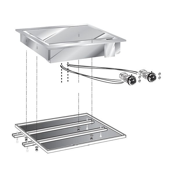 Gastro-Inox drop-in Grillplatte mit Backfläche aus Edelstahl, 60cm, 160.533
