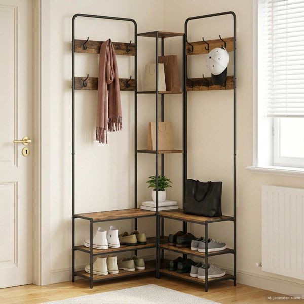 vidaXL Garderobenständer mit Schuhbank Altholz 143 x 30 x 199,5 cm, 8012048