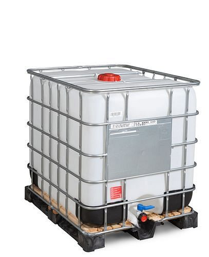 DENIOS Recobulk IBC Gefahrgut-Container, Holz, 1000 l, Öffnung NW150, Auslauf NW50, 266190