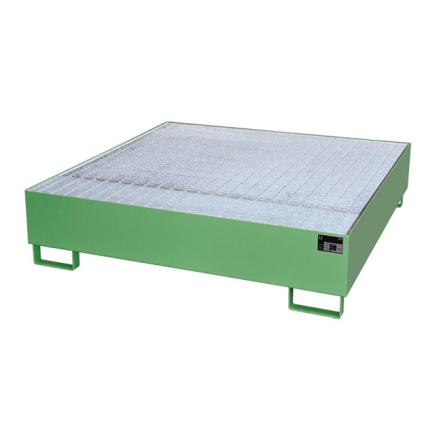 STEIN HGS Auffangwanne AW, 450 Liter, RAL 6011 resedagrün, Höhe 355 mm, lackiert, 4 x 200 Liter Fass, 79185.0028